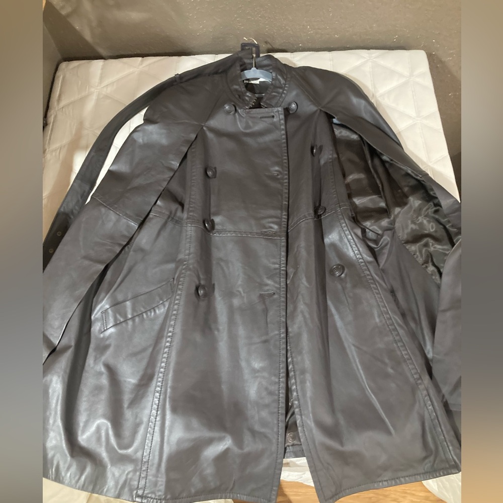new LEON MAX spectatular Genuine Leather $1198 RETAIL Cape JACKET Brown S28/80 - Picture 8 of 16